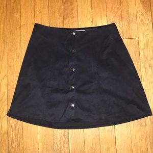 Black Suede Button Up Skirt